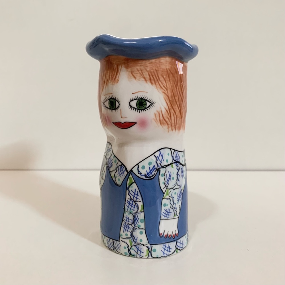 Vintage glazed ceramic woman vase - Picture 2 of 14
